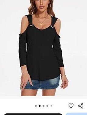 Black Cold-Shoulder Ring Detail Top Large